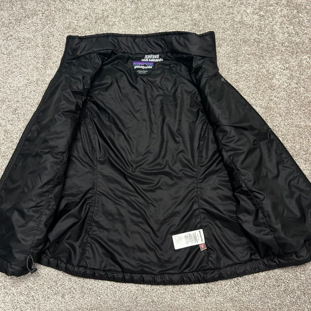 Patagonia Nano Puff Vest Women Size Large LOGO Black Quilted Primaloft Full Zip - Picture 8 of 10